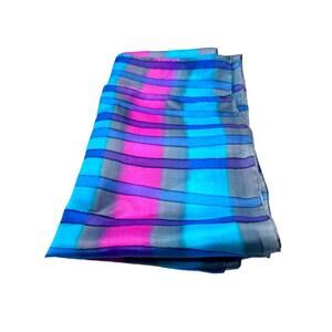 Scarf 100% Silk Vibrant Striped - Lightweight & Stylish 11x29"